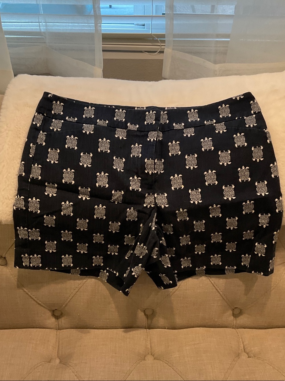 LOFT Black Jean Shorts with Silver Motif